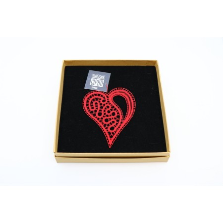 Klekljan SRČEK v darilni embalaži - rdeč