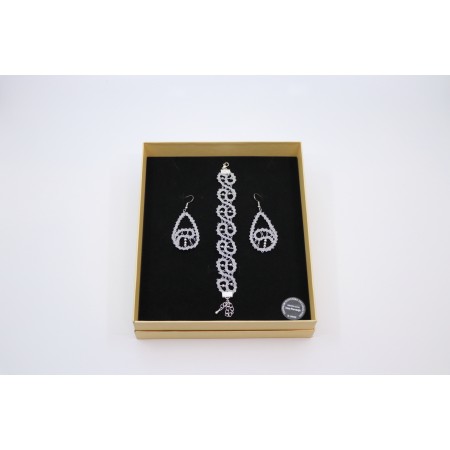 Komplet klekljana zapestnica in uhani 