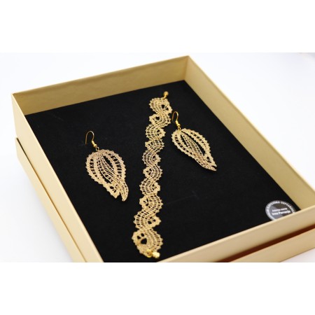 Komplet klekljana zapestnica in uhani