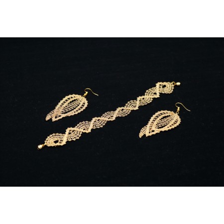 Komplet klekljana zapestnica in uhani