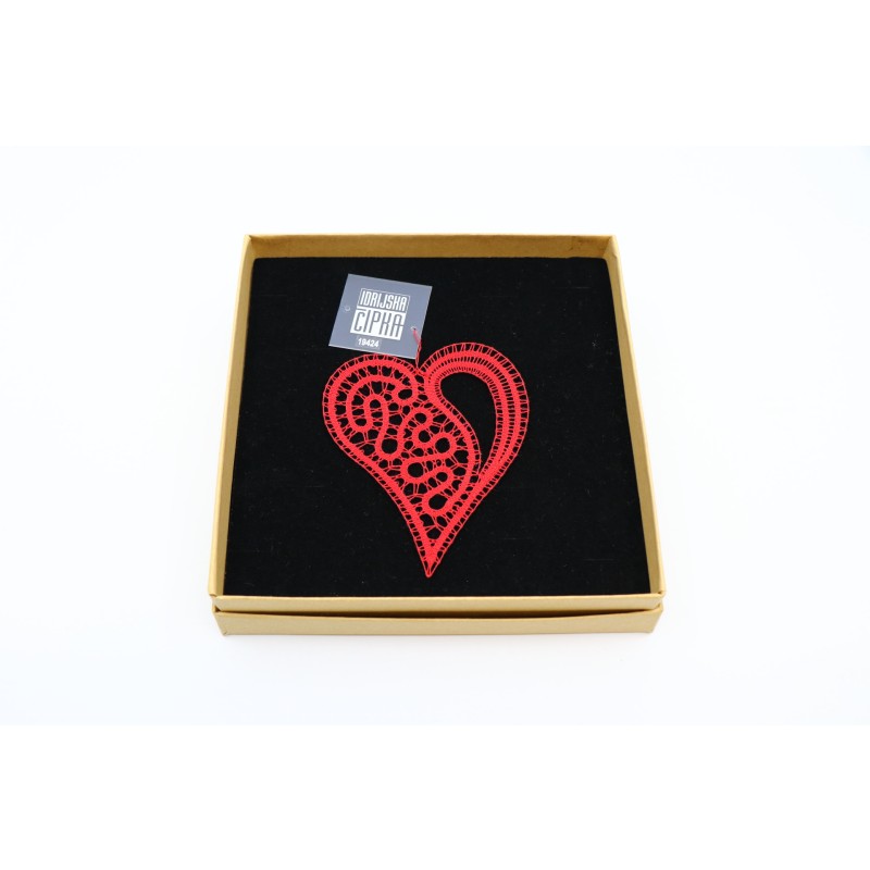 Klekljan SRČEK v darilni embalaži - rdeč