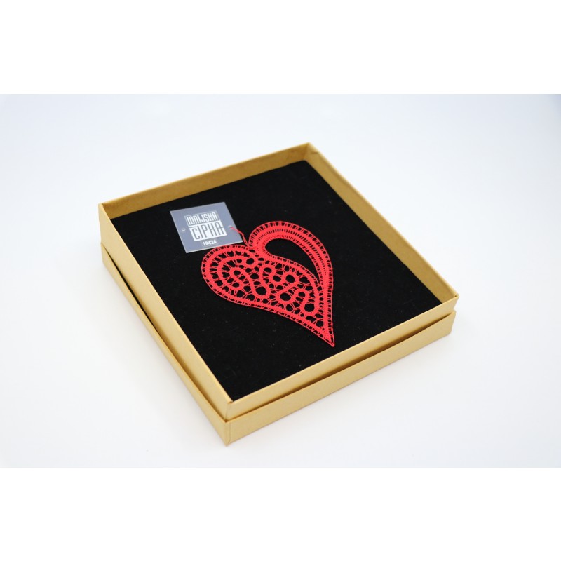 Klekljan SRČEK v darilni embalaži - rdeč