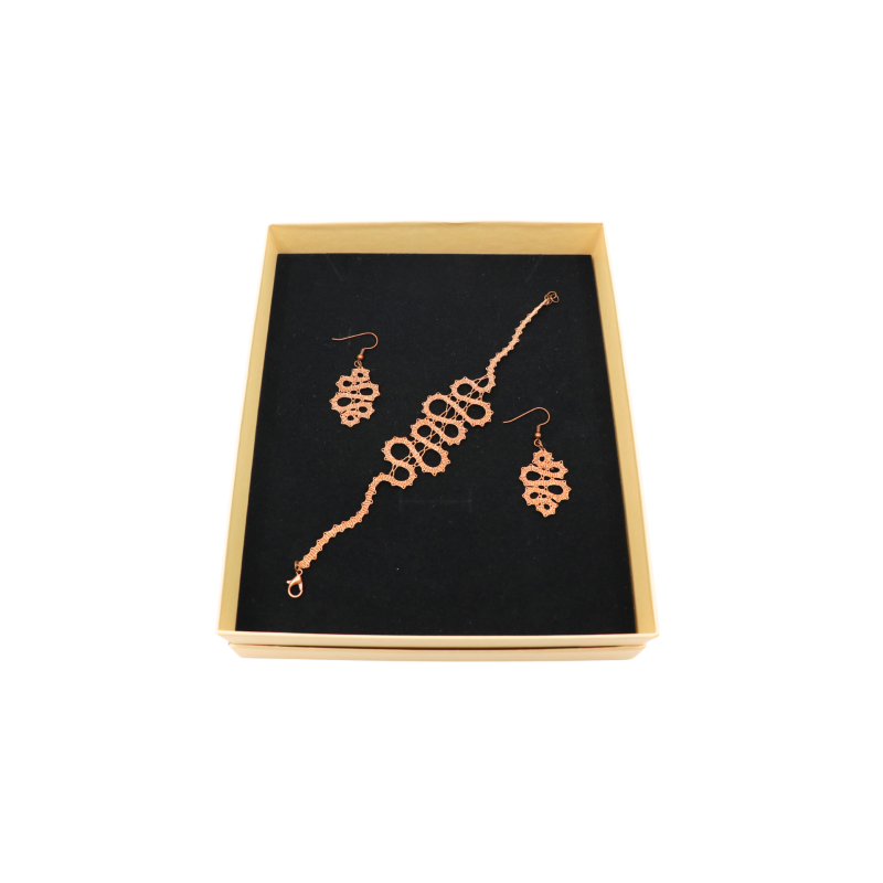 Komplet klekljana zapestnica in uhani