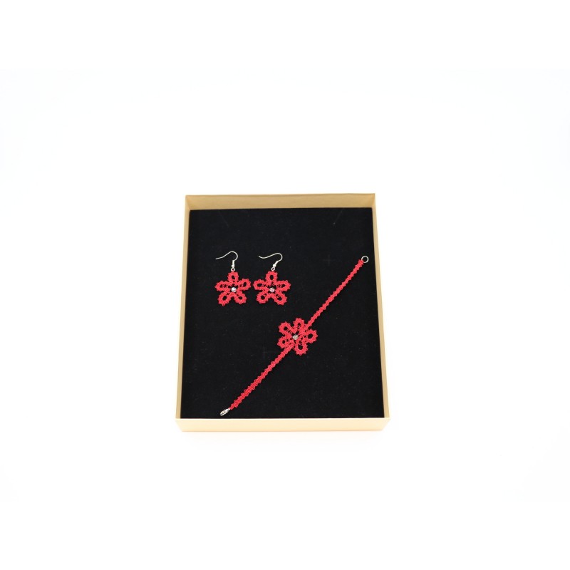 komplet klekljana zapestnica in uhani