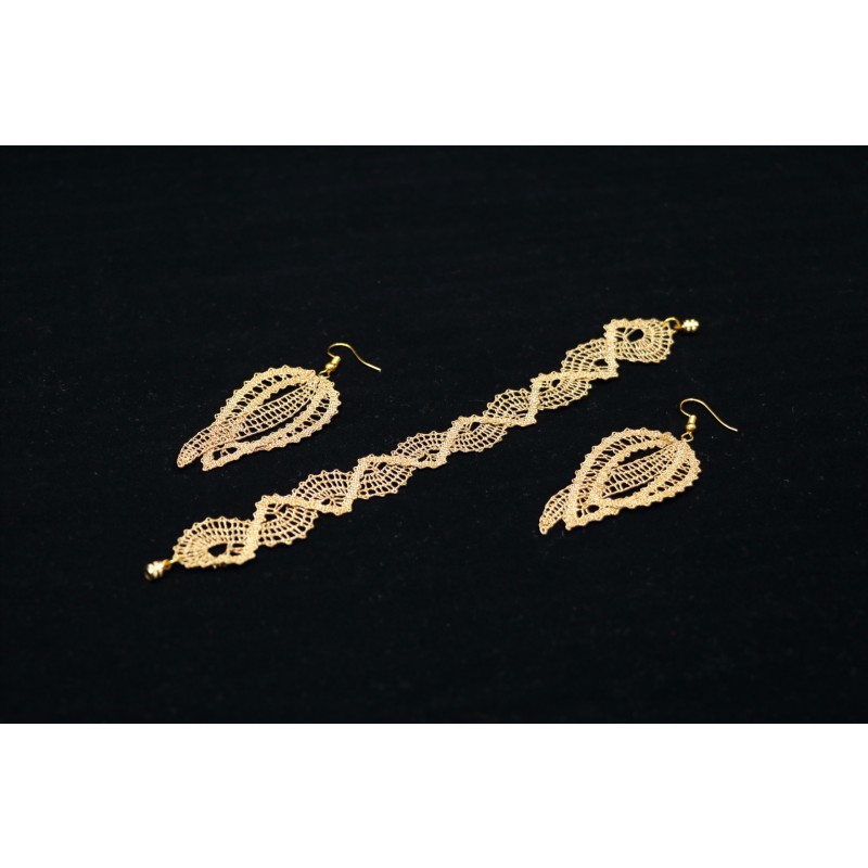 Komplet klekljana zapestnica in uhani