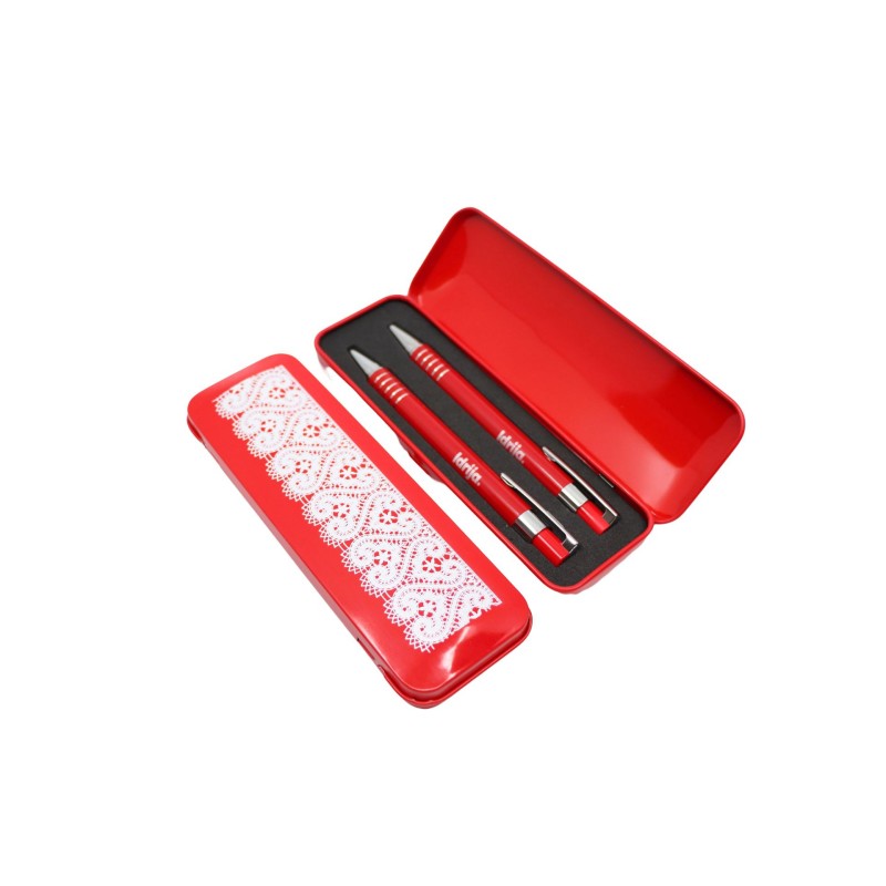 Komplet pisal s potiskom čipke