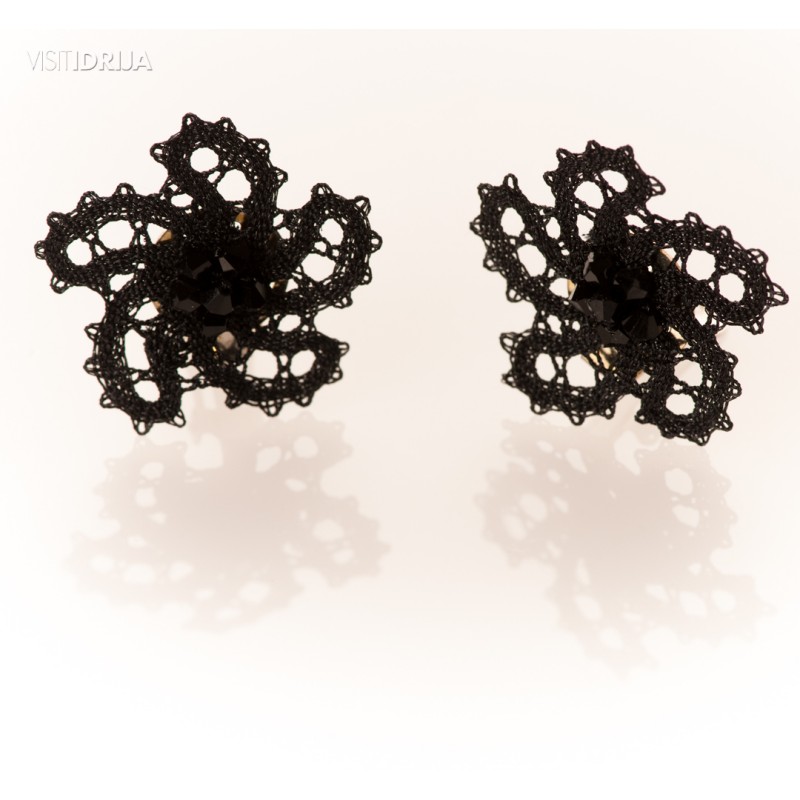 Uhani swarovski zaponka - CRNI