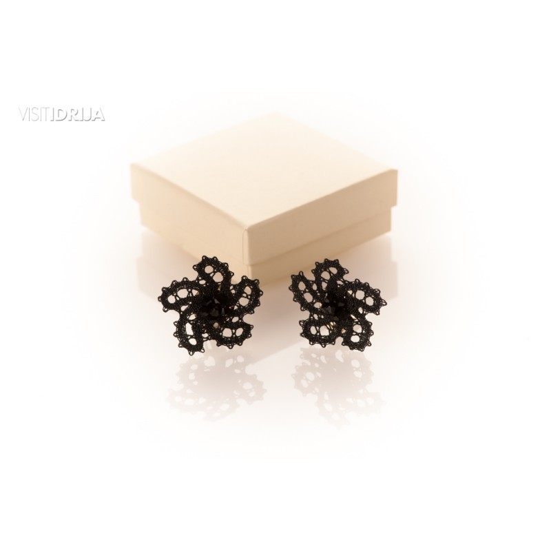 Uhani swarovski zaponka  - CRNI