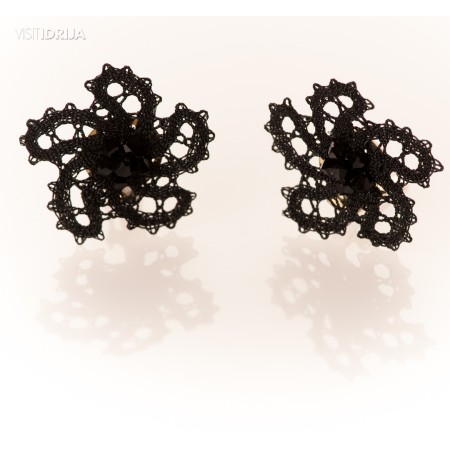 Uhani swarovski zaponka - CRNI