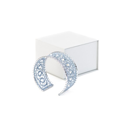 Klekljana zapestnica Swarovski srebrna